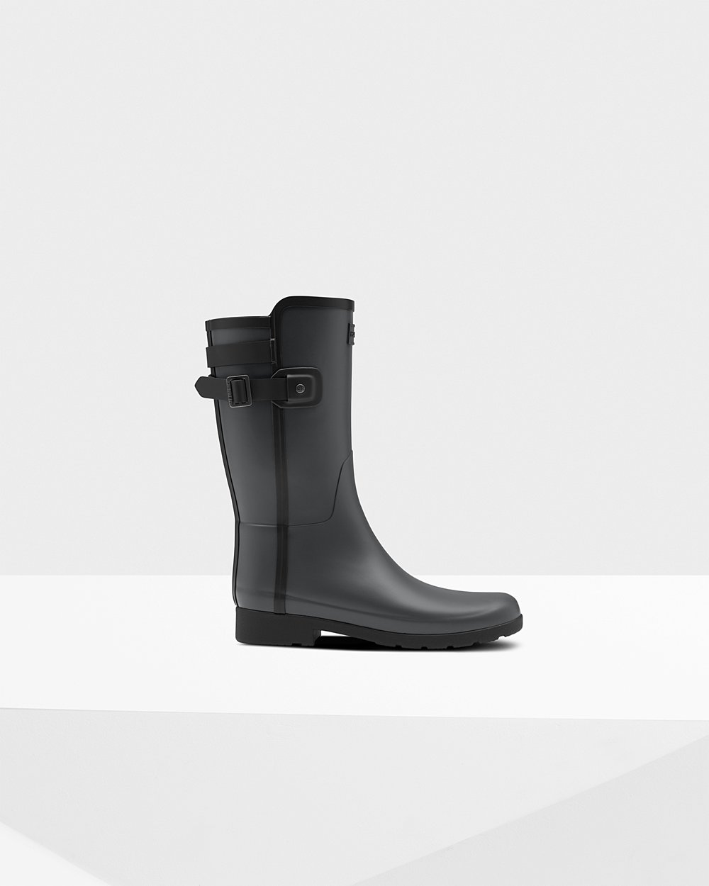 Womens Hunter Short Rain Boots Black - Refined Slim Fit Contrast - 4529160-WH